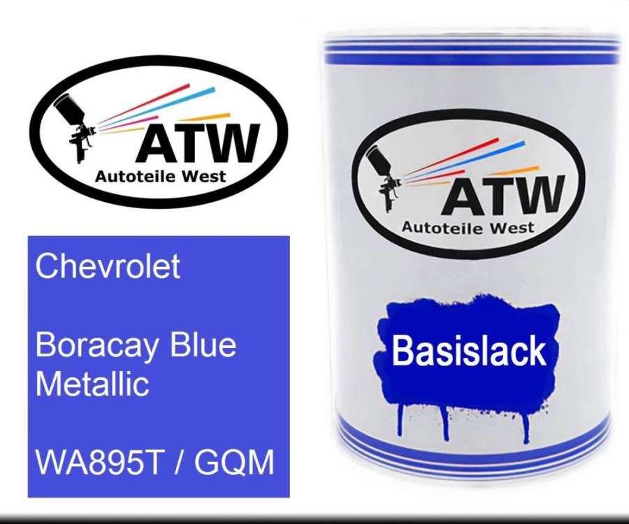 Chevrolet, Boracay Blue Metallic, WA895T / GQM: 500ml Lackdose, von ATW Autoteile West.
